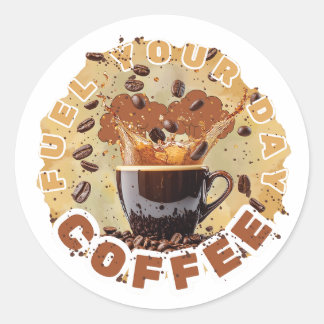 Cafeïne eerst ronde sticker