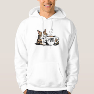 Cafeïne Eerste Hoodie voor Kat & Koffie Lovers