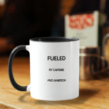CAFEÏNE EN AMBITIE motivatie Typografie Mok
