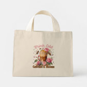 Cafeïne en bloemen: ijskoffie genot mini tote bag (Achterkant)