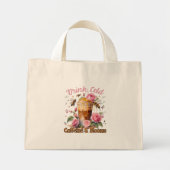 Cafeïne en bloemen: ijskoffie genot mini tote bag (Voorkant)