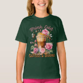Cafeïne en bloemen: ijskoffie genot t-shirt (Voorkant)