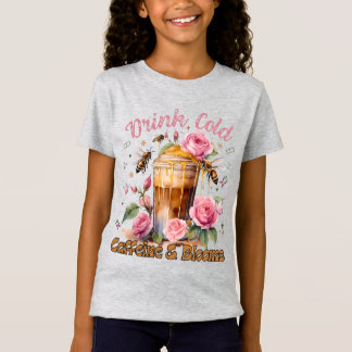 Cafeïne en bloemen: ijskoffie genot t-shirt