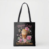 Cafeïne en bloemen: ijskoffie genot tote bag (Voorkant)