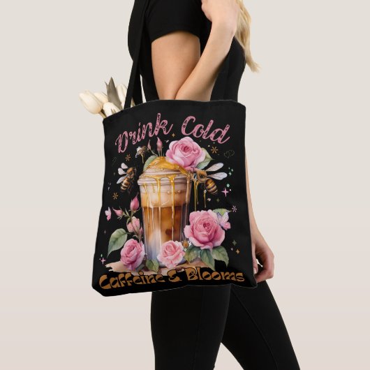 Cafeïne en bloemen: ijskoffie genot tote bag (Dichtbij)