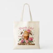 Cafeïne en bloemen: ijskoffie genot tote bag (Achterkant)