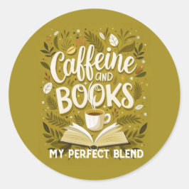 Cafeïne en boeken: mijn perfecte mix, Kalligrafie Ronde Sticker