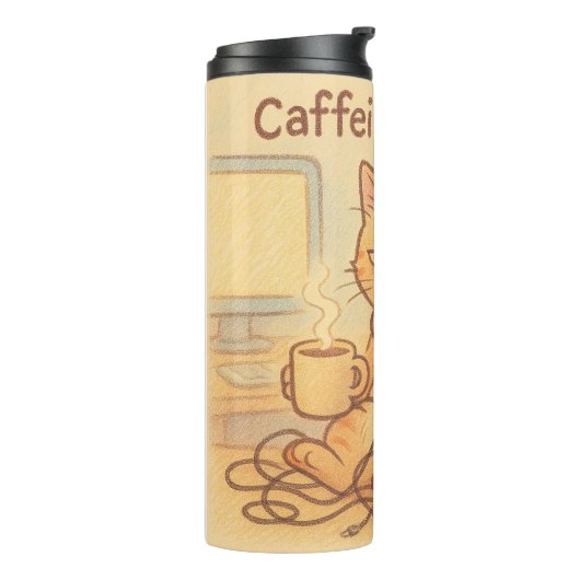Cafeïne en Choas Thermische Tumblers Thermosbeker (Gedraaid links)