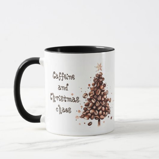 Cafeïne en kerstchaos citeren Kerstmis Mok (Links)