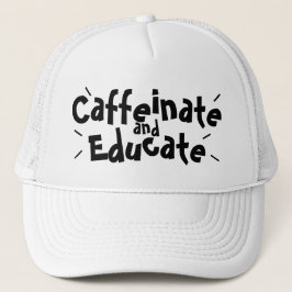 Cafeïne en onderwijzen Funny Gezegde Teacher Gift Trucker Pet