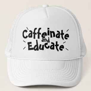 Cafeïne en onderwijzen Funny Gezegde Teacher Gift Trucker Pet