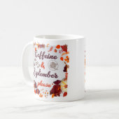 Cafeïne en september, alsjeblieft koffiemok (Voorkant links)