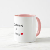 Cafeïne en vriendelijkheid koffieliefhebber mok (Voorkant rechts)