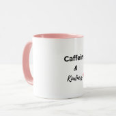 Cafeïne en vriendelijkheid koffieliefhebber mok (Voorkant links)