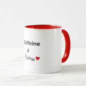 Cafeïne en vriendelijkheid koffieliefhebber mok (Voorkant rechts)
