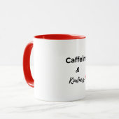 Cafeïne en vriendelijkheid koffieliefhebber mok (Voorkant links)