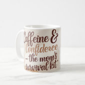 Cafeïne en zelfvertrouwen - Funny Mom Coffee Mok (Voorkant links)