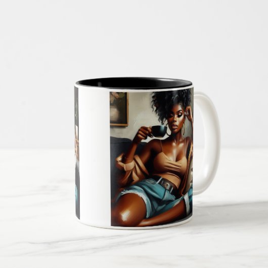 "Cafeïne en zelfvertrouwen" Mok (Voorkant rechts)