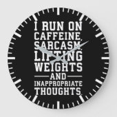 Cafeïne, gewichtheffen, ongepaste gedachten grote klok (Voorkant)