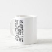 Cafeïne, gewichtheffen, ongepaste gedachten koffiemok (Voorkant links)