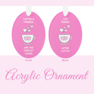 Cafeïne houdt van harten voor koffieliefhebber roz ornament