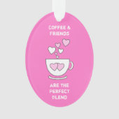 Cafeïne houdt van harten voor koffieliefhebber roz ornament (voorkant)