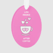 Cafeïne houdt van harten voor koffieliefhebber roz ornament (achterkant)