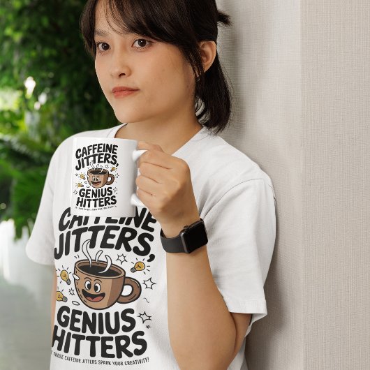 Cafeïne Jitters Genius Hitters Motivatie T-shirt