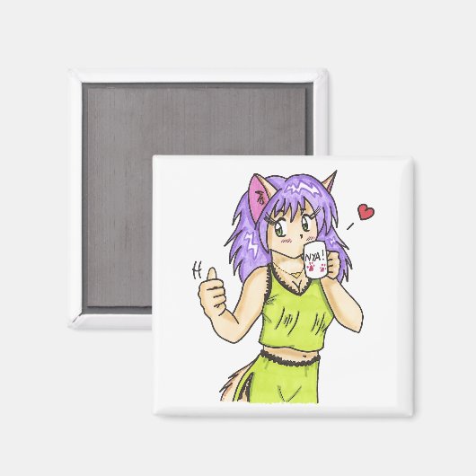 Cafeïne Kat magneet (Voorkant / Achterkant)