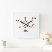 Cafeïne Koffie Moleculaire Chemische Formule Vierkante Klok (Huis)