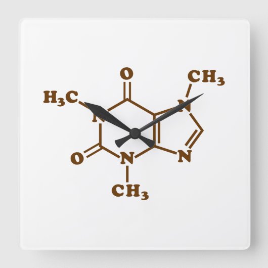 Cafeïne Koffie Moleculaire Chemische Formule Vierkante Klok (Voorkant)