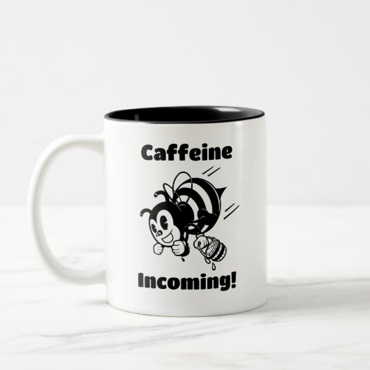 Cafeïne komt binnen! Grappige bij met emmers Carto Tweekleurige Koffiemok (Links)