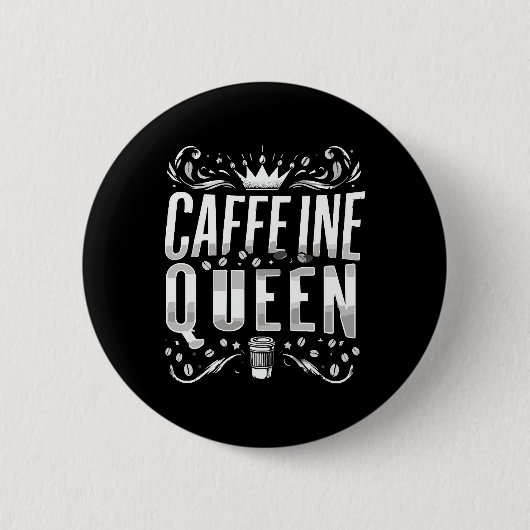 caféïne koningin ronde button 5,7 cm (Voorkant)