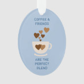 Cafeïne liefde harten voor koffie liefhebber blauw ornament (voorkant)