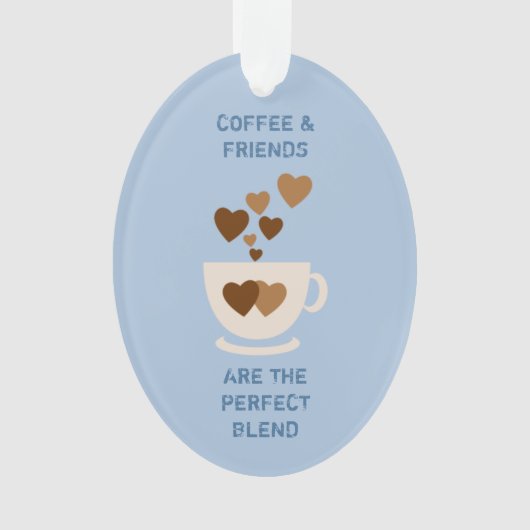 Cafeïne liefde harten voor koffie liefhebber blauw ornament (voorkant)