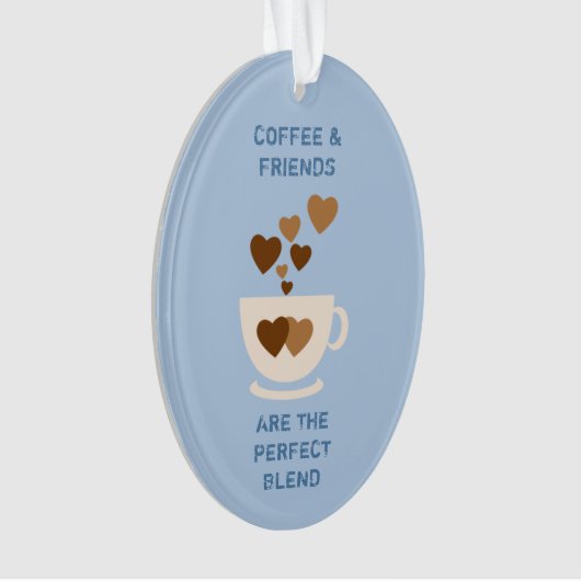 Cafeïne liefde harten voor koffie liefhebber blauw ornament (voorkant)