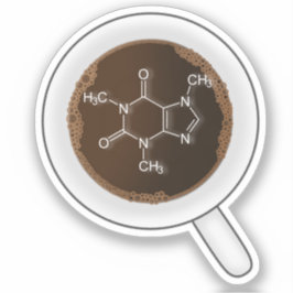 Cafeïne, Moleculaire formule - Drink Koffie Sticker