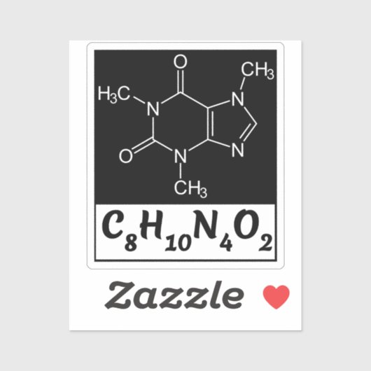 Cafeïne Moleculaire Formule - Zwarte Koffie Sticker (Vel)