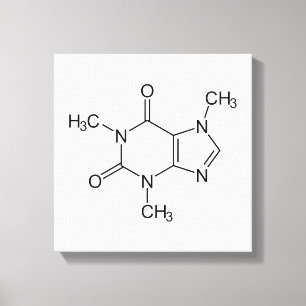 Cafeïne Molecuul Chemie Koffie Atomen Canvas Afdruk