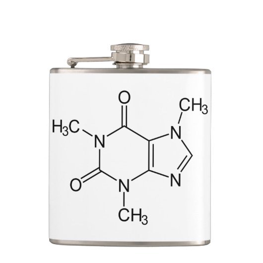 Cafeïne Molecuul Chemie Koffie Atomen Heupfles (Voorkant)