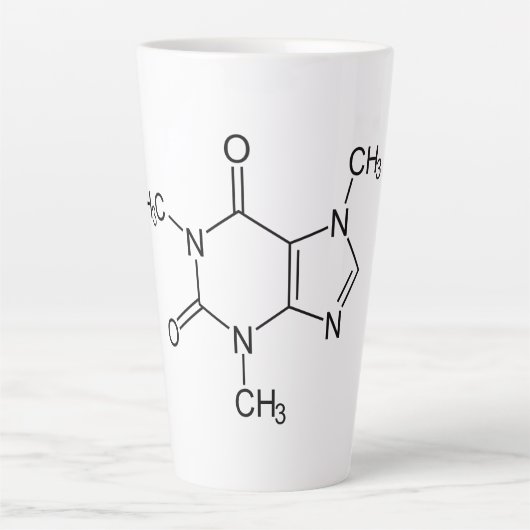 Cafeïne Molecuul Chemie Koffie Atomen Latte Mok (Voorkant)