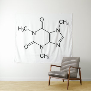 Cafeïne Molecuul Chemie Koffie Atomen Wandkleed