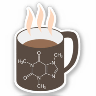 Cafeïne Molecuul (Chemische Formule) Grappige Koff Sticker