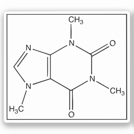 Cafeïne Molecuul (Chemische Formule) Sticker (Voorkant)