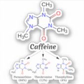 Caféïne Molecuul (Scheikunde Koffie Atomen) Studen Sticker (Voorkant)
