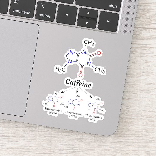 Caféïne Molecuul (Scheikunde Koffie Atomen) Studen Sticker (Detail)