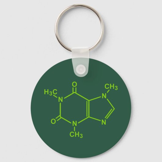 Cafeïne Molecuul Sleutelhanger (Voorkant)