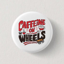 cafeïne op een wiel ronde button 3,2 cm