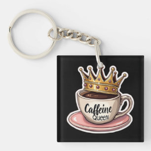 Cafeïne Queen - gekroond door koffie Sleutelhanger