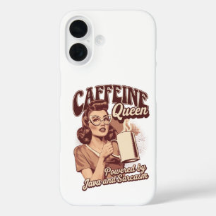 Cafeïne Queen - Java & Sarcasme Retro Design iPhone 16 Hoesje